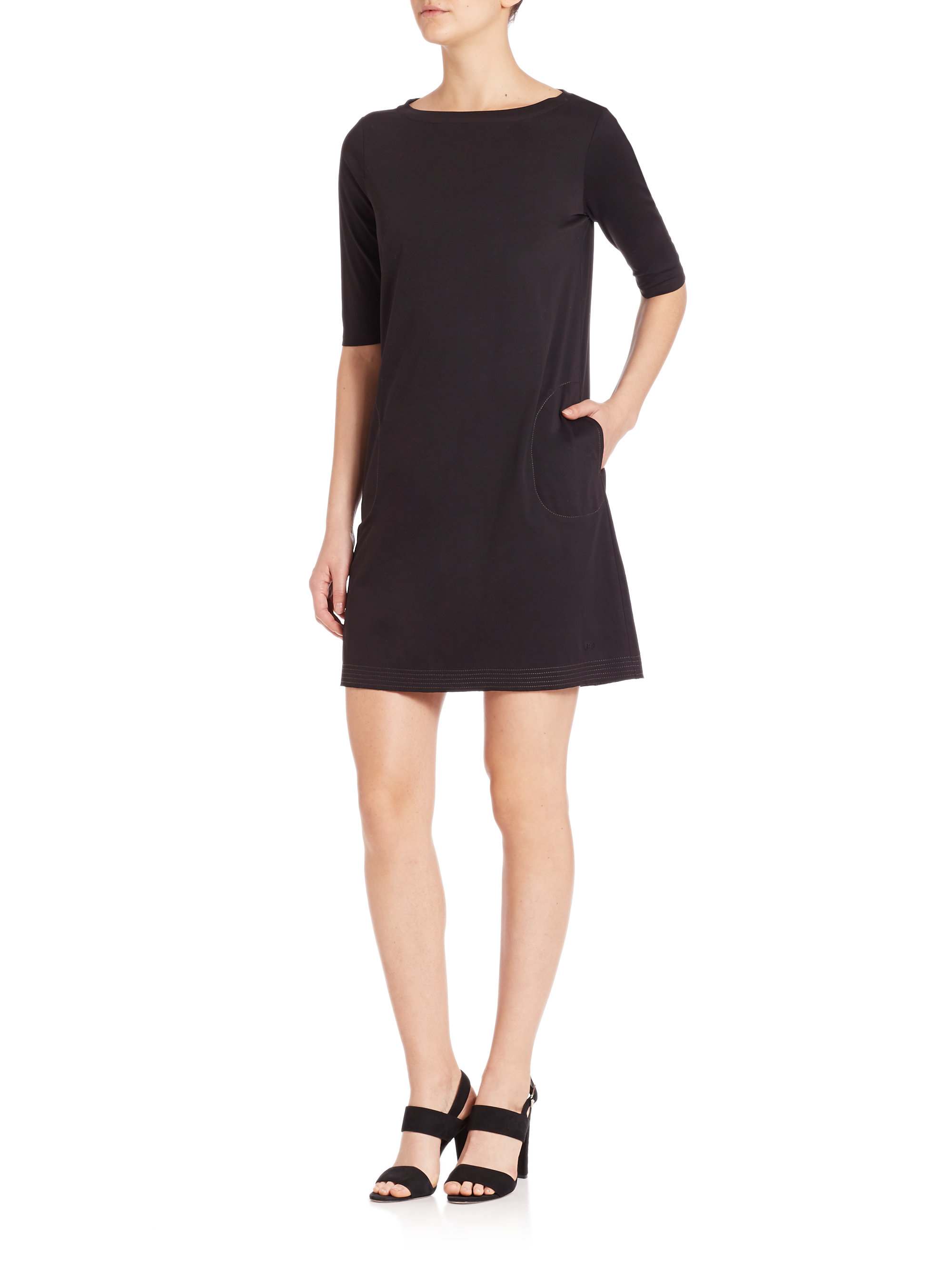 Lyst - Atm Cotton Jersey Shift Dress in Black