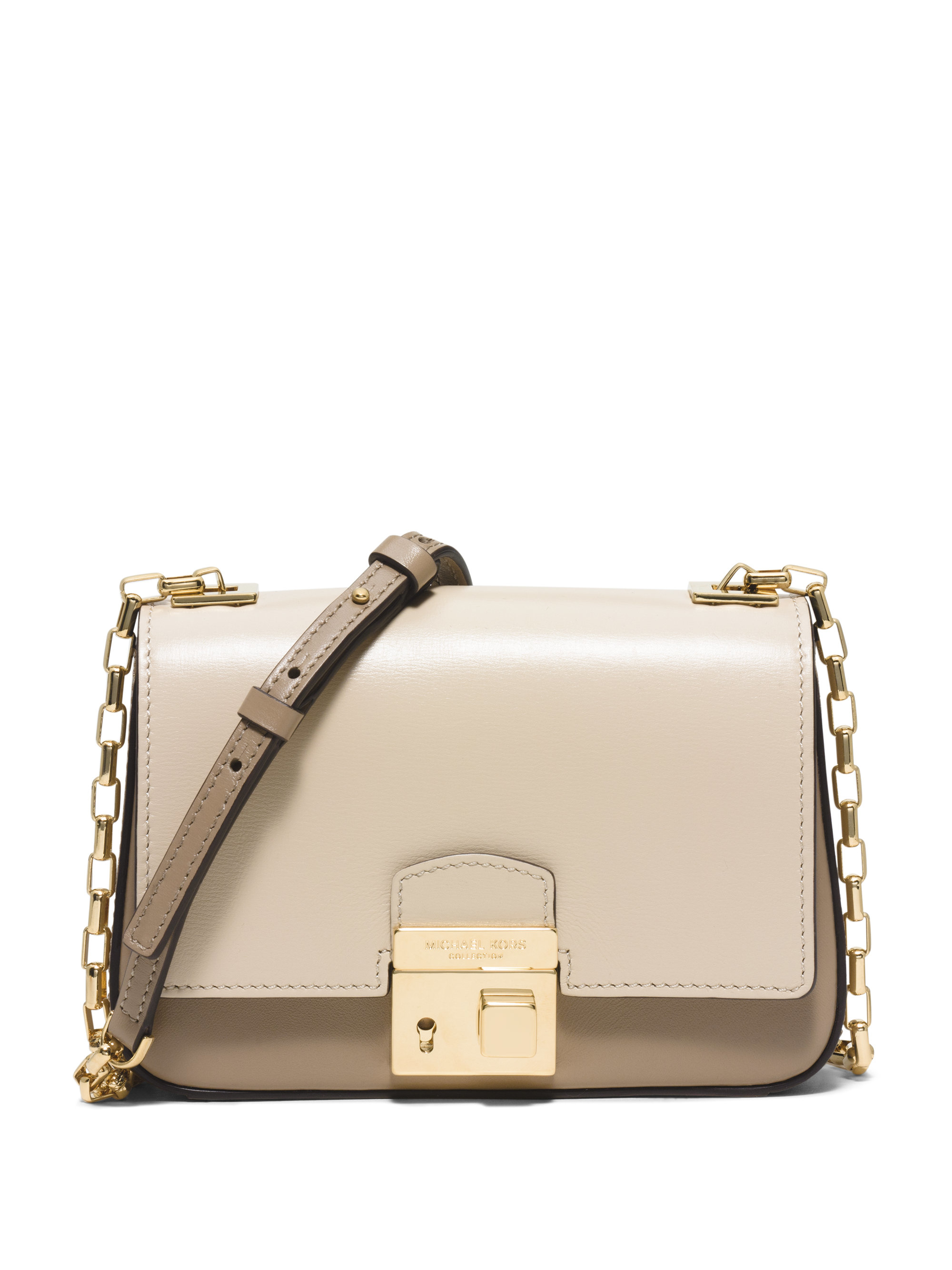 Lyst - Michael Kors Gia Small Leather Shoulder Bag in Natural