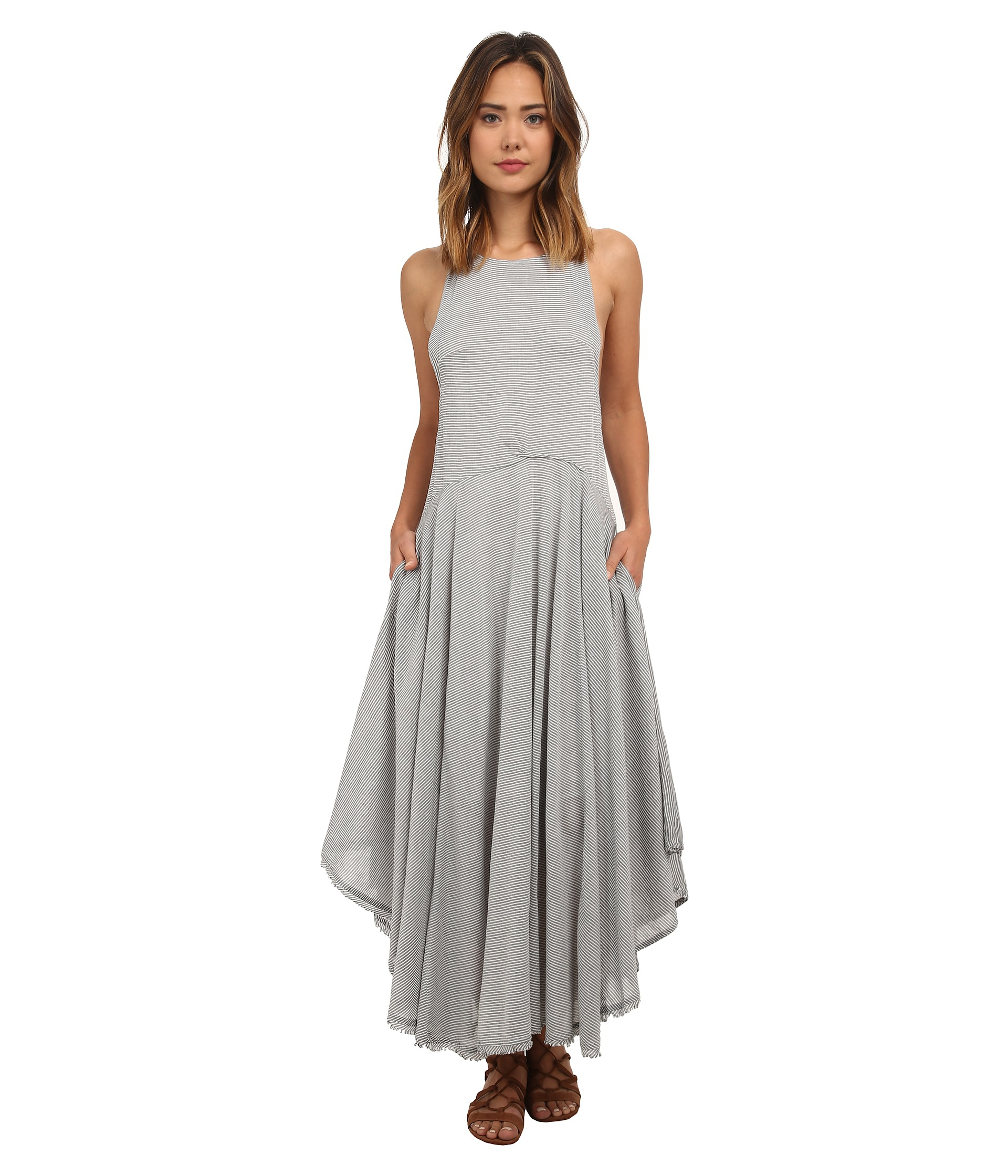 Free people Cotton Yarn Dyed French Riviera Dress in Black | Lyst