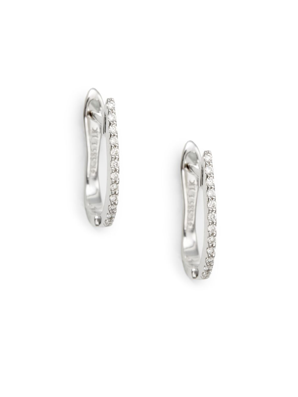 Saks fifth avenue Diamond & 14K White Gold JHoop Earrings in Gold