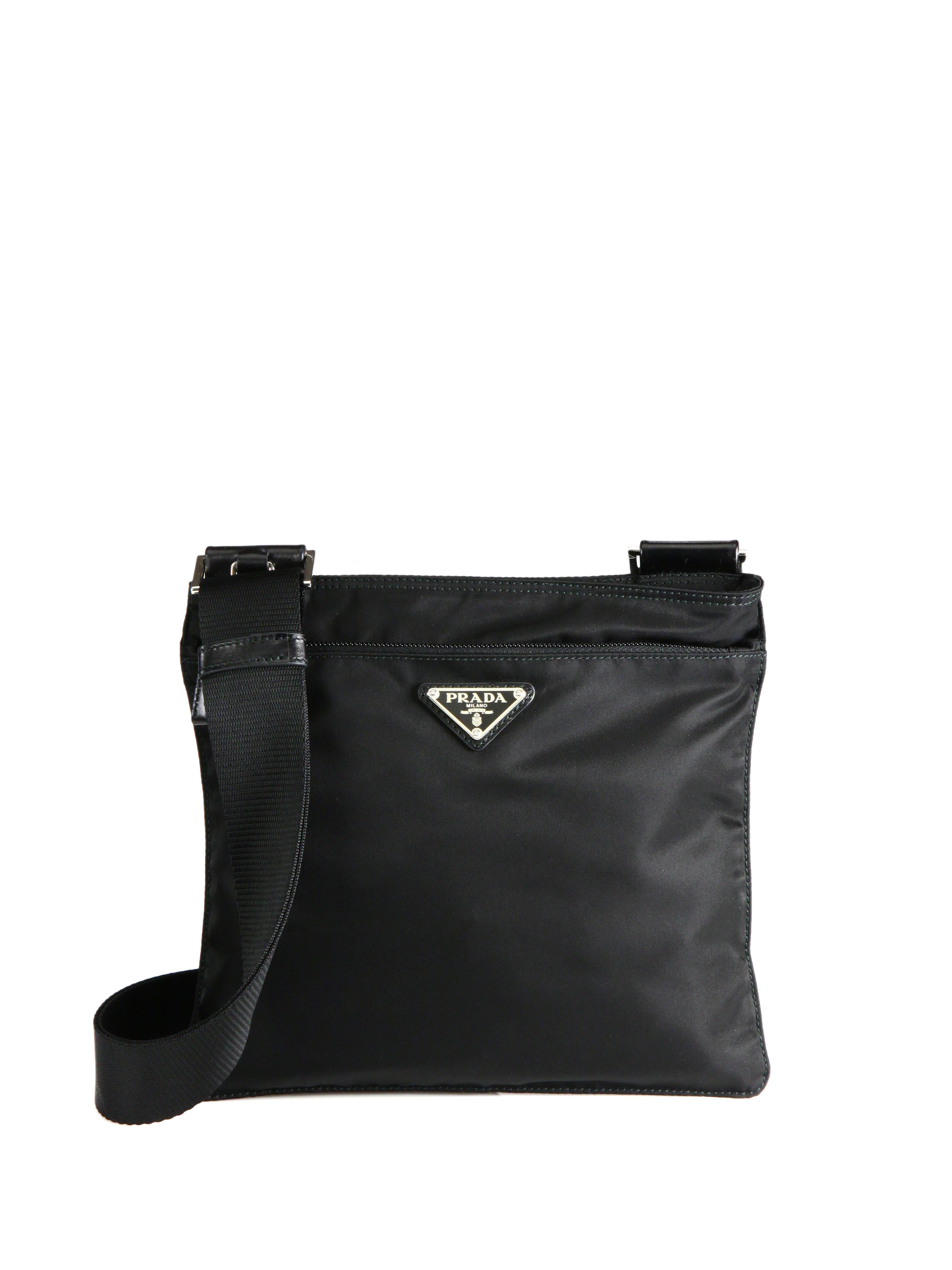 Prada Nylon Messenger Bag in Black | Lyst