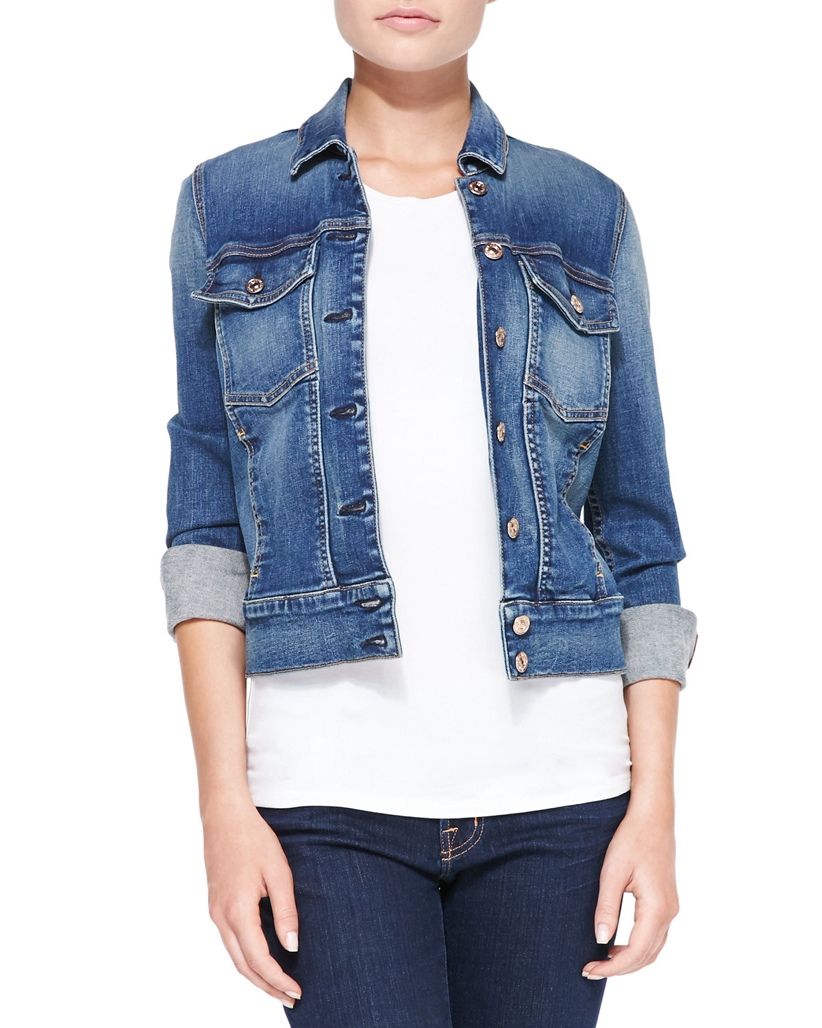 7 for all mankind Classic Faded Denim Jacket in Blue (denim) | Lyst