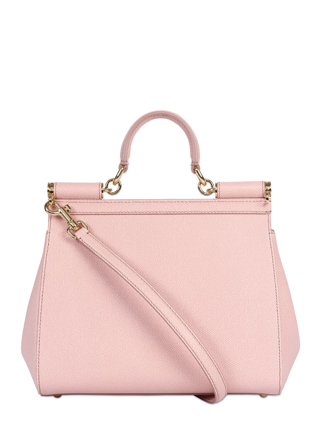 Lyst - Dolce & Gabbana Medium Sicily Dauphine Leather Bag in Pink