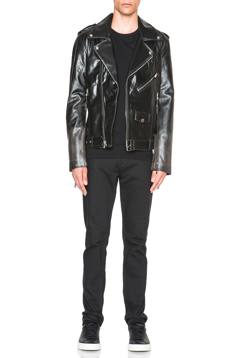 Lyst Blk Dnm Fade Out Effect Leather Jacket In Black Gallery