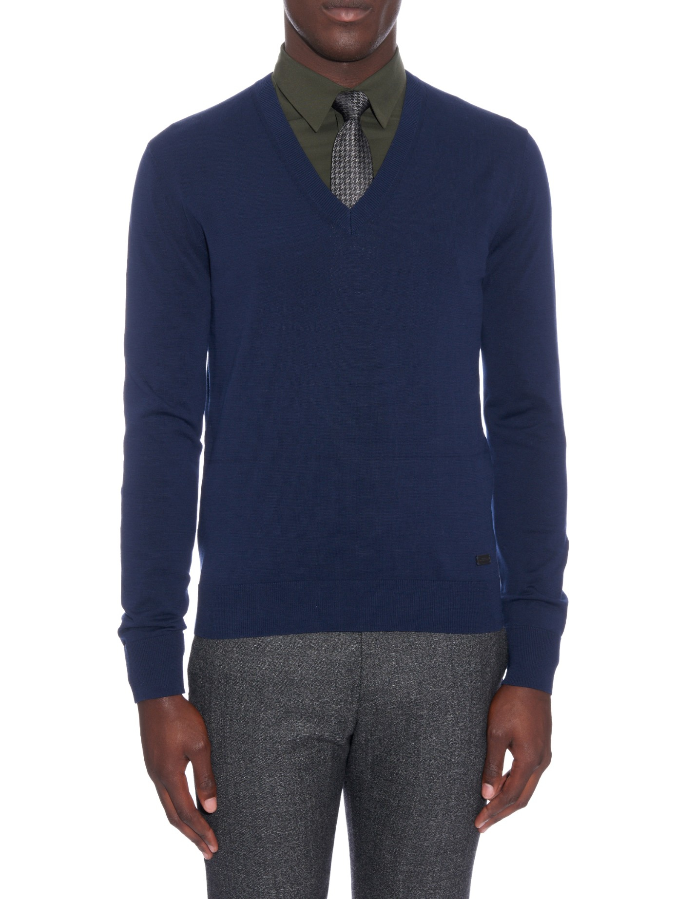 Burberry V-neck Cotton-knit Sweater in Blue for Men | Lyst