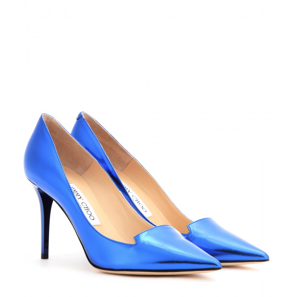 Jimmy Choo Alia Metallicleather Pumps in Blue | Lyst