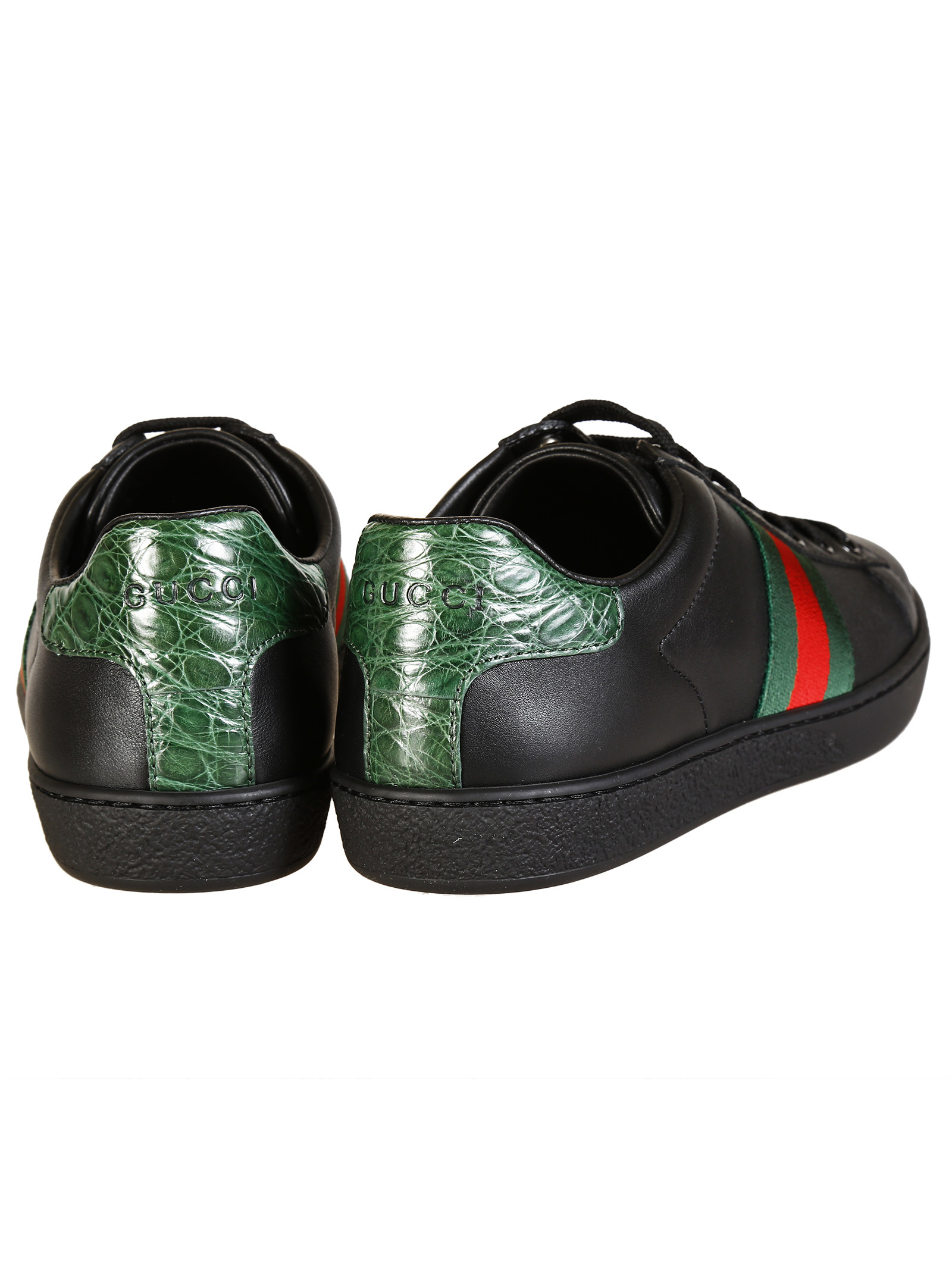 Gucci Leather Sneakers in Black | Lyst
