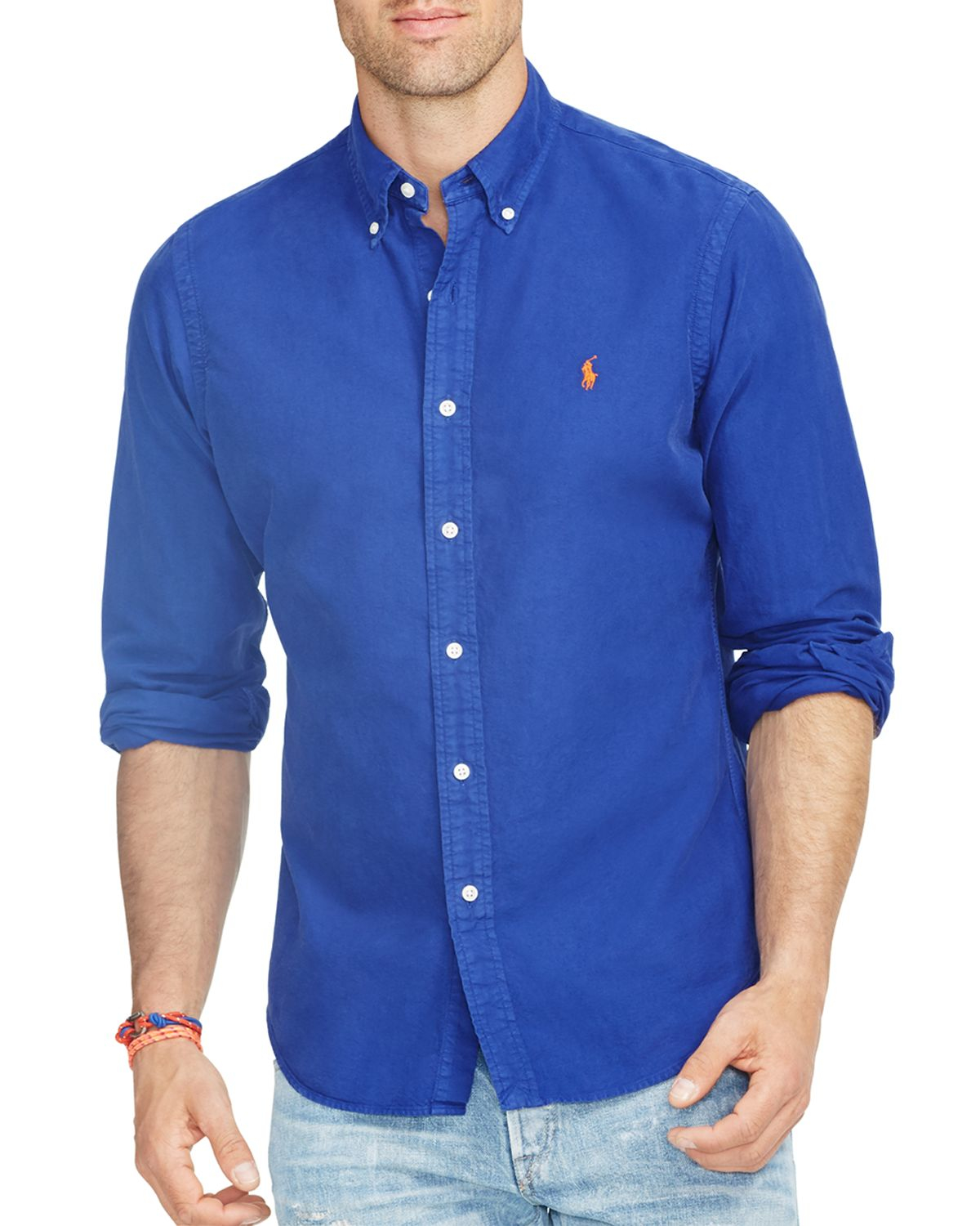 Ralph lauren Polo Oxford Shirt in Blue for Men | Lyst