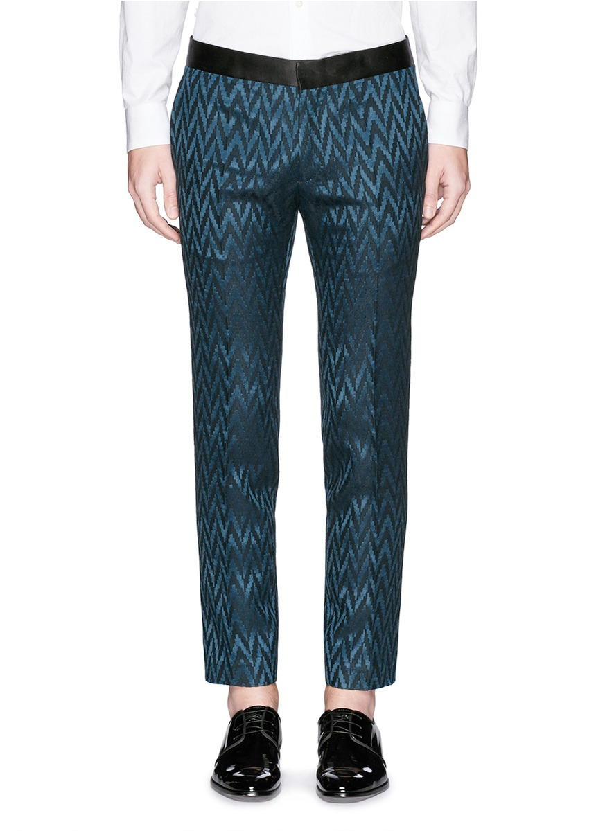 Lyst - Haider Ackermann Satin Waist Zigzag Wool-silk Pants in Blue for Men