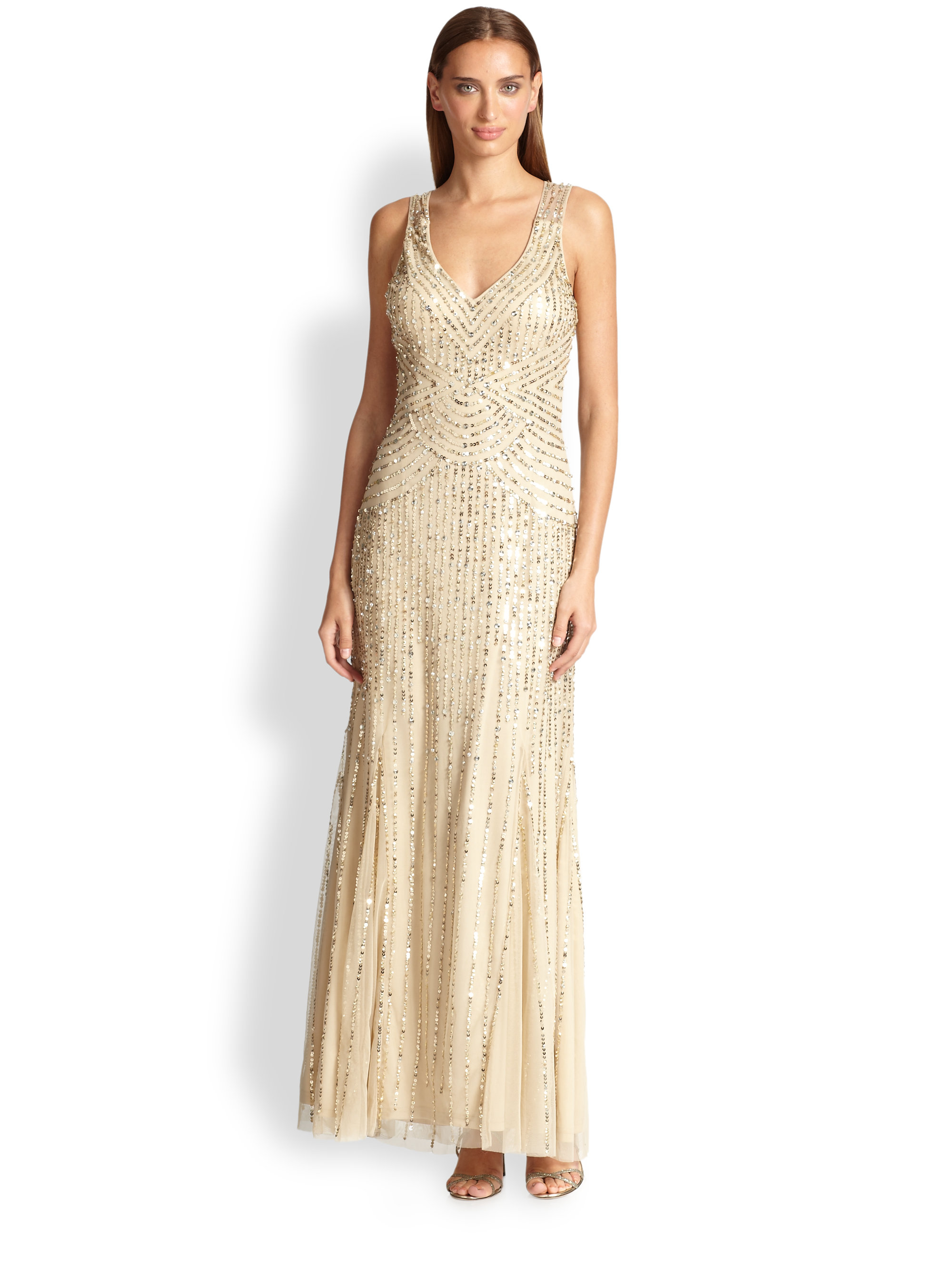 amsale sequined tulle gown