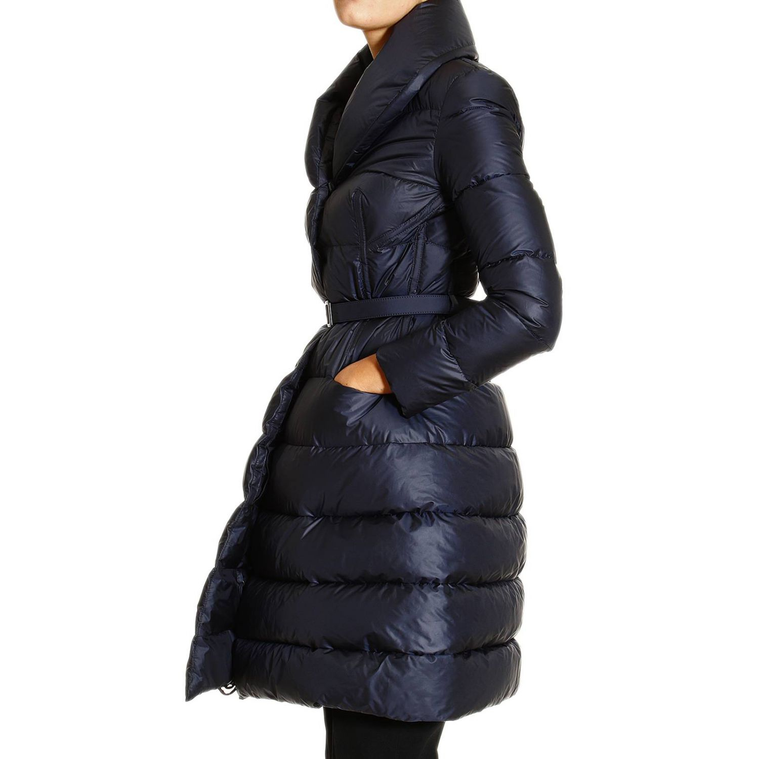 Ermanno scervino Coat Matt Down Jacket with Shawl Collar and Belt in ...