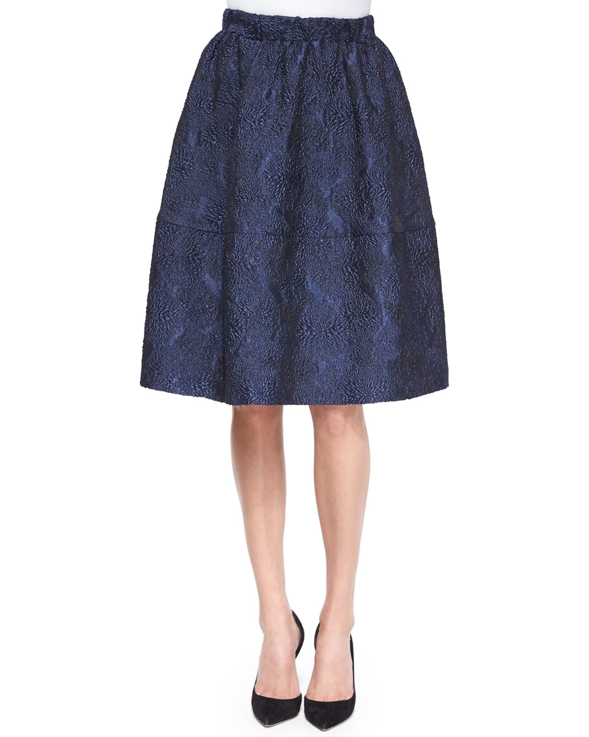 Lyst - Co. Tuck-Pleated Jacquard Bell Skirt in Blue