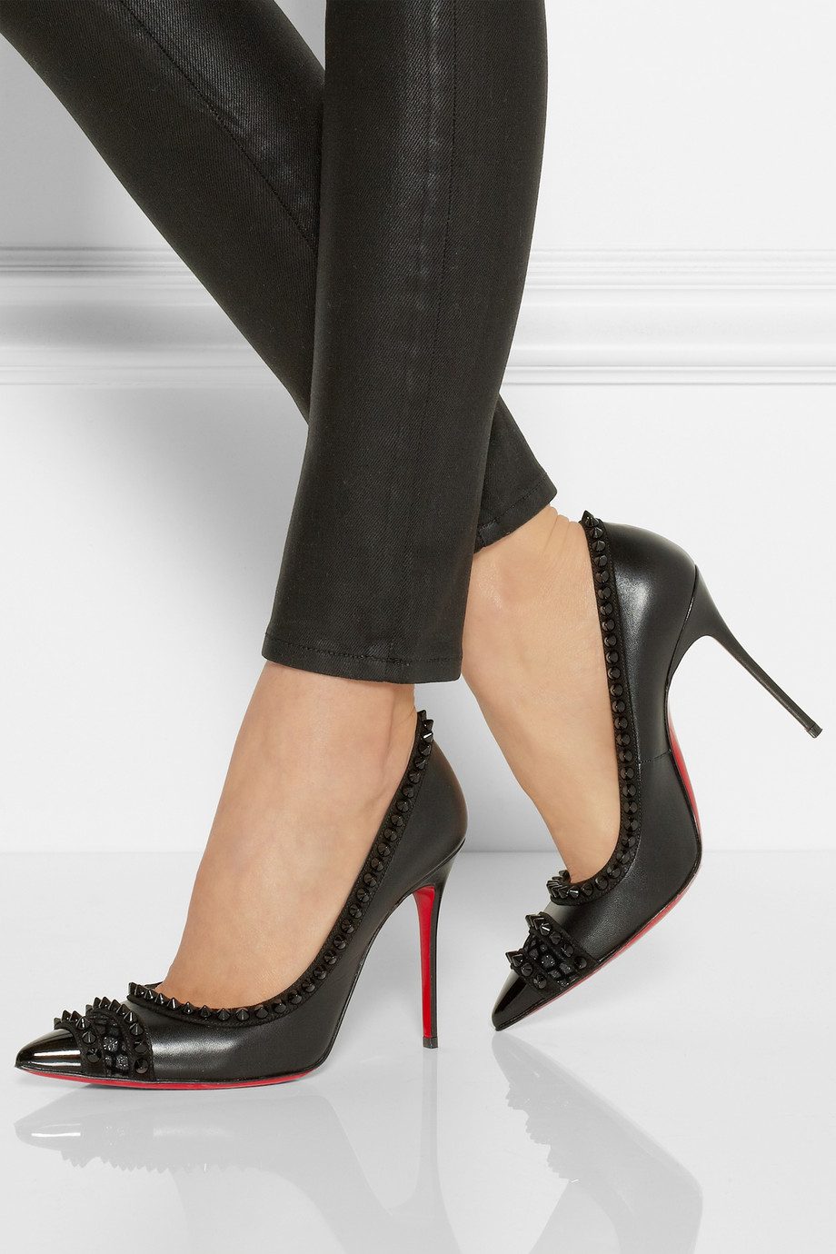 Lyst - Christian Louboutin Malabar Hill 100 Spiked Leather Pumps in Black