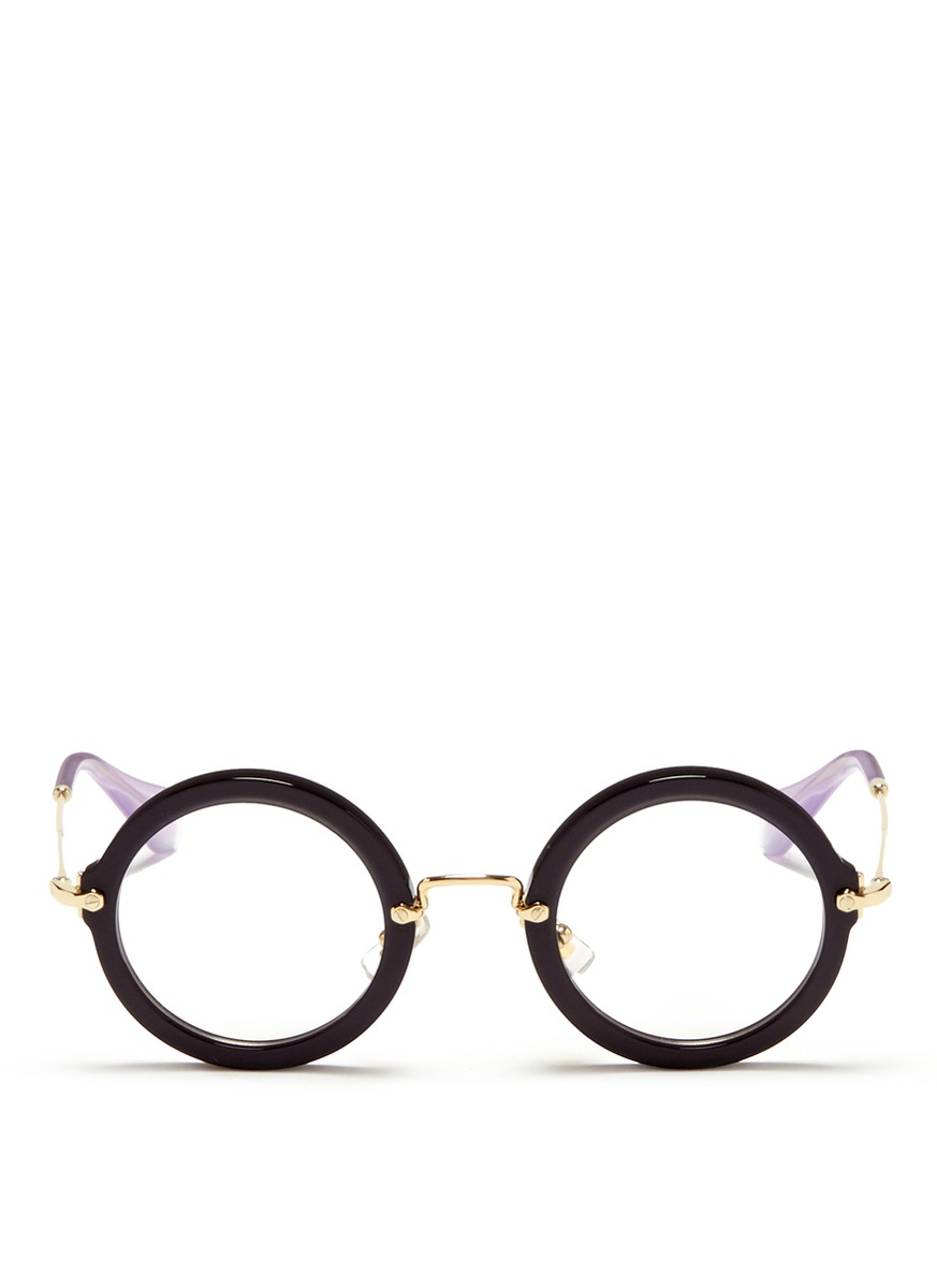 miu miu black metal temple round acetate frame optical glasses product 1 27218511 0 244867456 normal