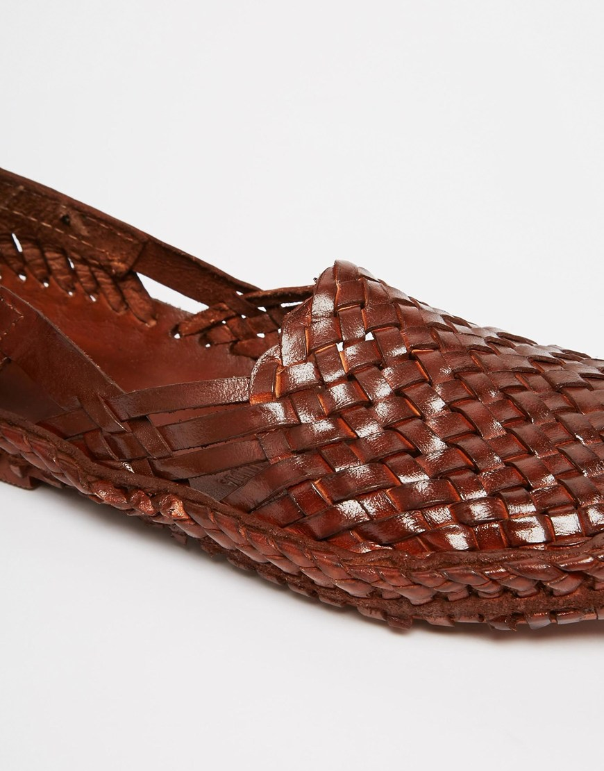 Lyst - Asos Woven Sandals In Leather in Brown for Men