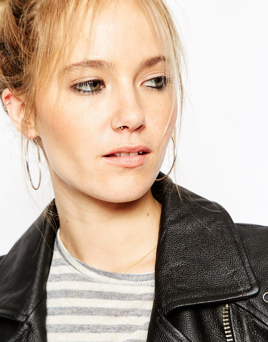 Lyst Asos Fine Wire 50mm Hoop Earrings Silver In Metallic Gallery