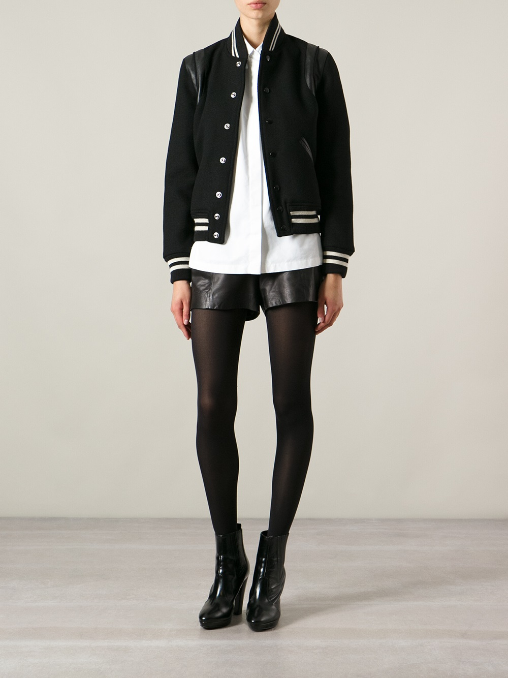 Saint laurent 'Teddy' Bomber Jacket in Black | Lyst
