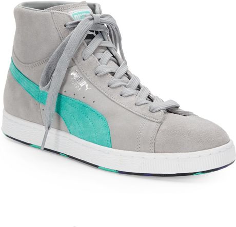 Puma Suede Mid Classic+ High-Top Sneakers in Gray for Men (light grey ...