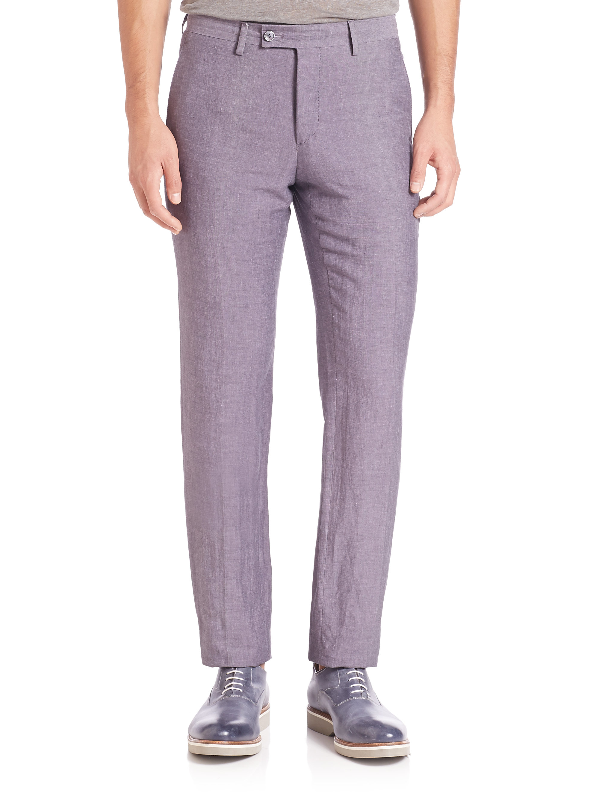 Lyst - John Varvatos Austin Slim-fit Linen & Silk Dress Pants in Purple ...