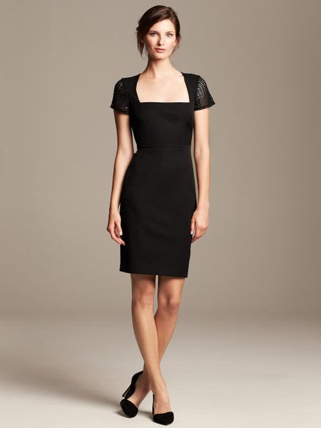 Banana Republic Roland Mouret Collection Lace Sleeve Dress Br Black in ...