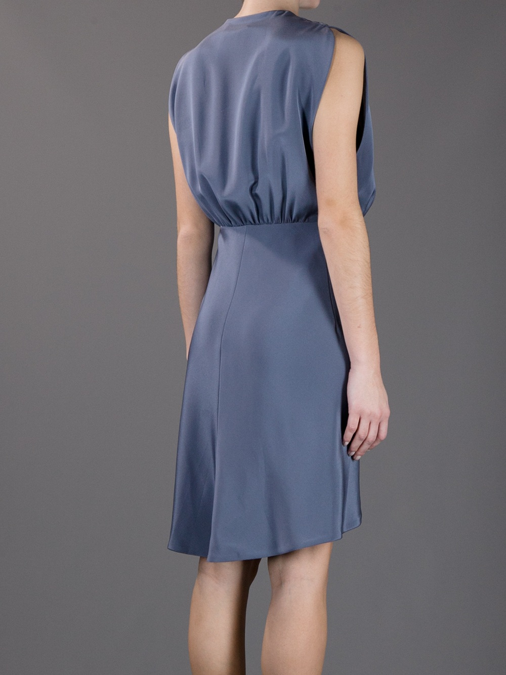 Lyst - Balenciaga Silk Wrap Dress in Gray