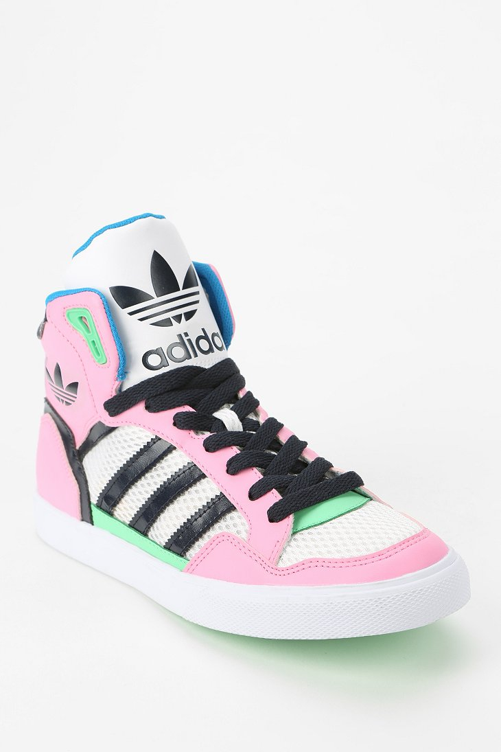 adidas extaball leather pink sneaker sneakers shoes hightop