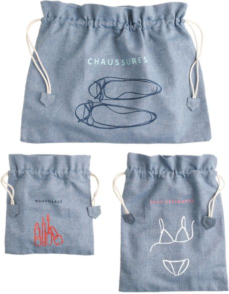 J.crew Drawstring Travel Bags in Blue (chambray set) | Lyst