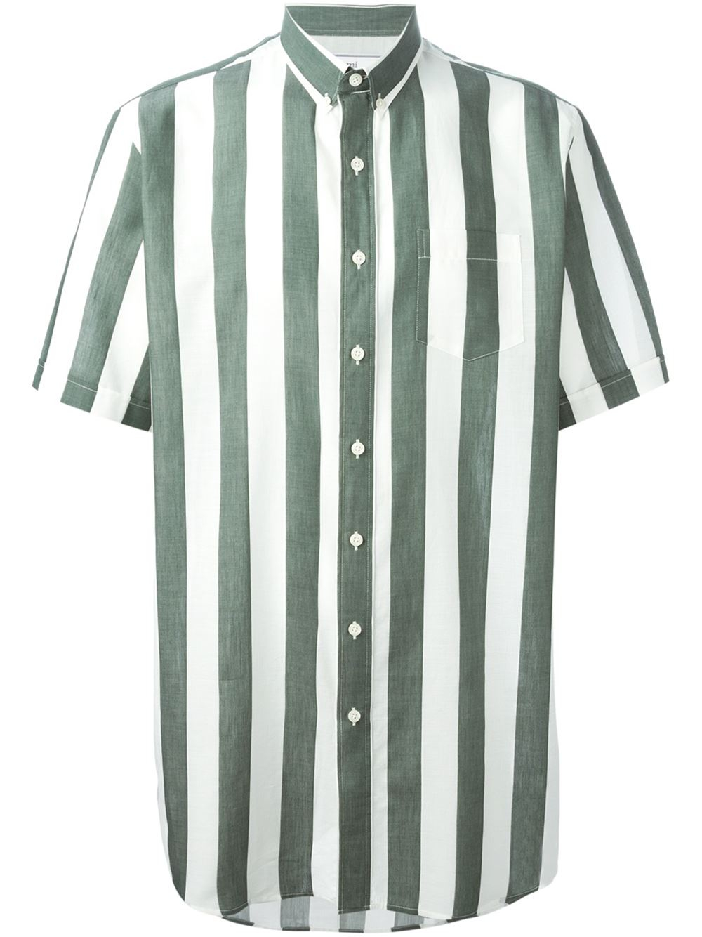 Lyst - Ami Striped Short Sleeve Shirt in White for Men