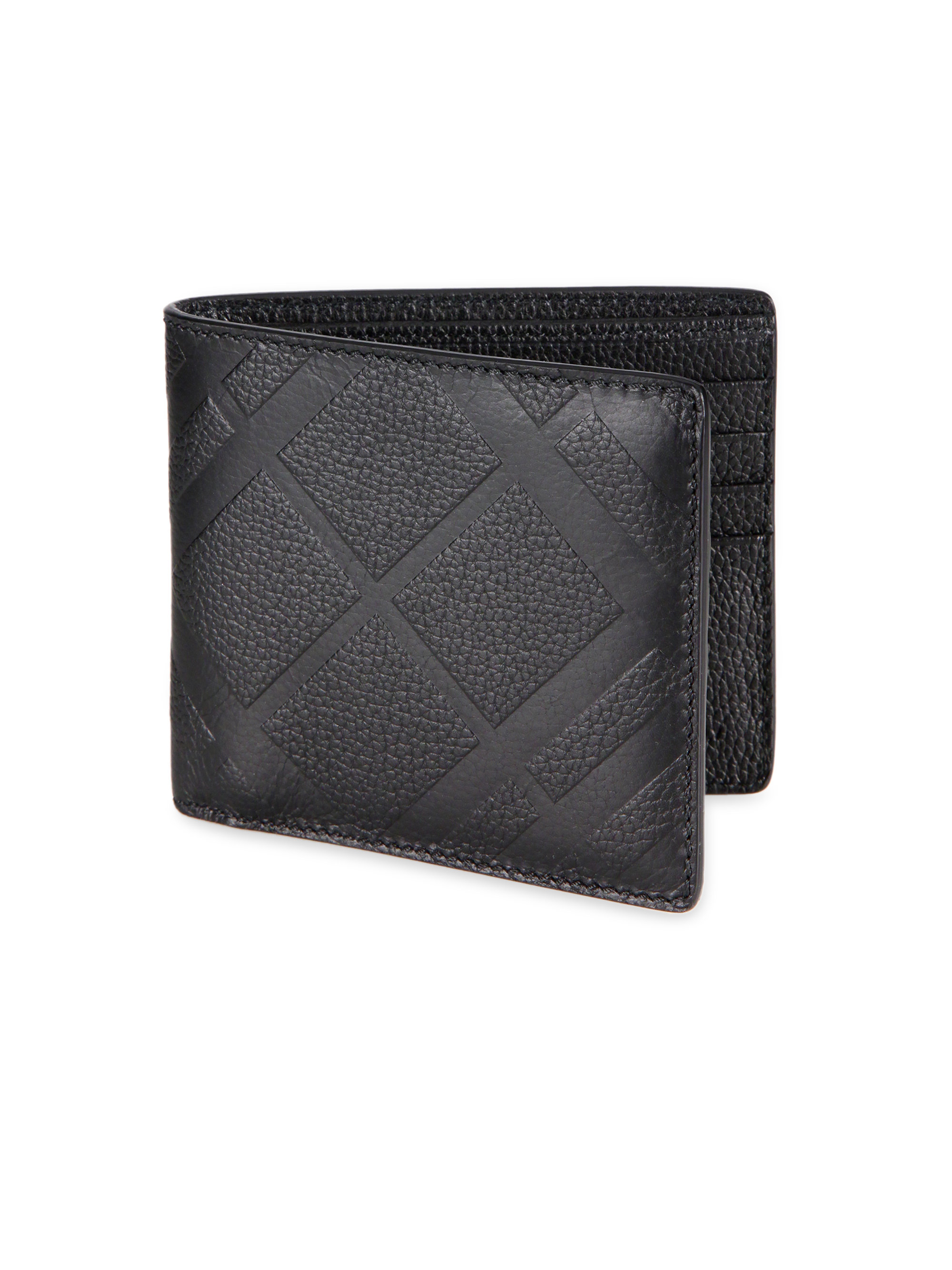 Burberry London Pebbled Leather Billfold Wallet in Black for Men | Lyst