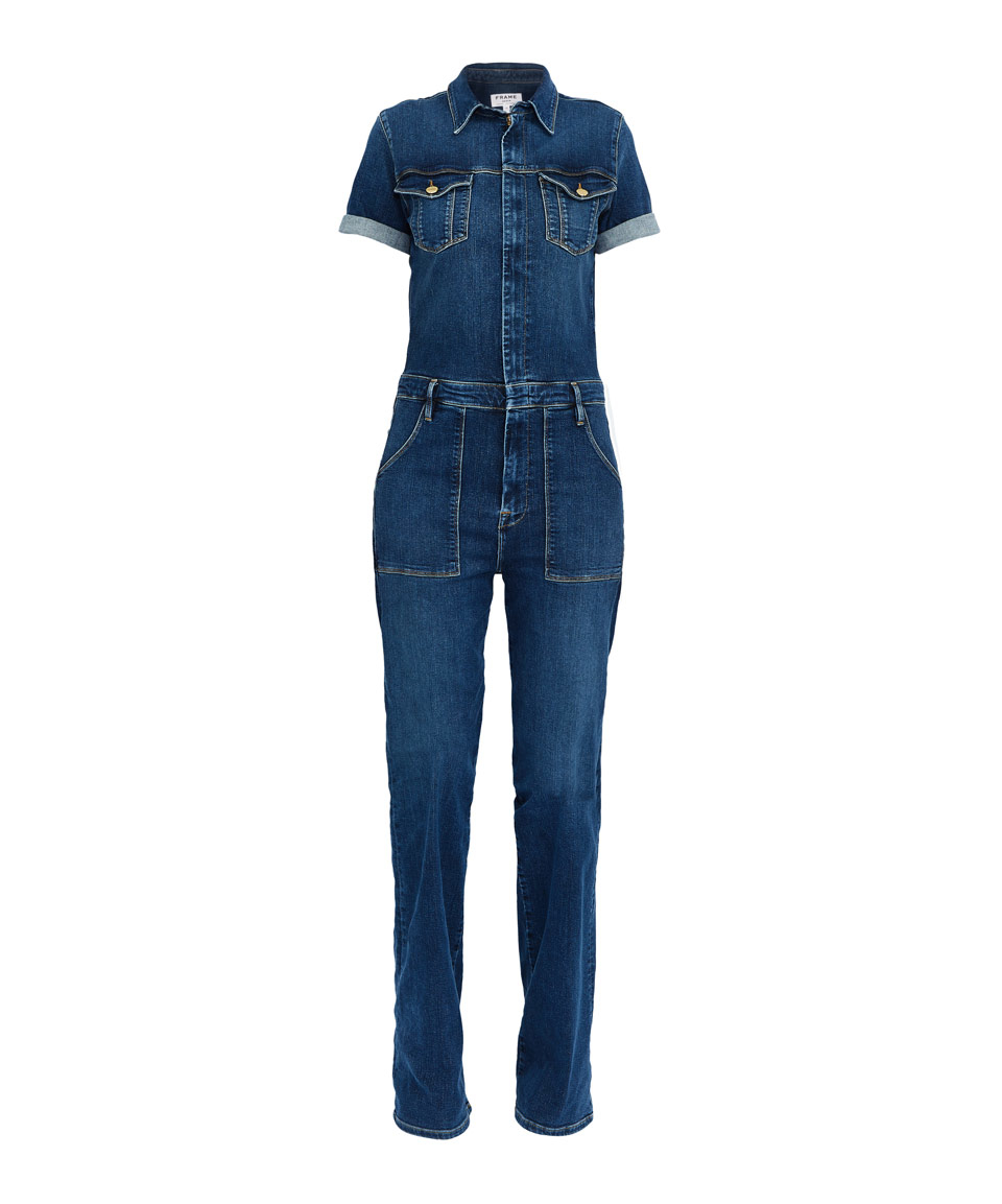 Lyst - Frame Blue Le Mechanic Short Sleeve Flare Jumpsuit in Blue