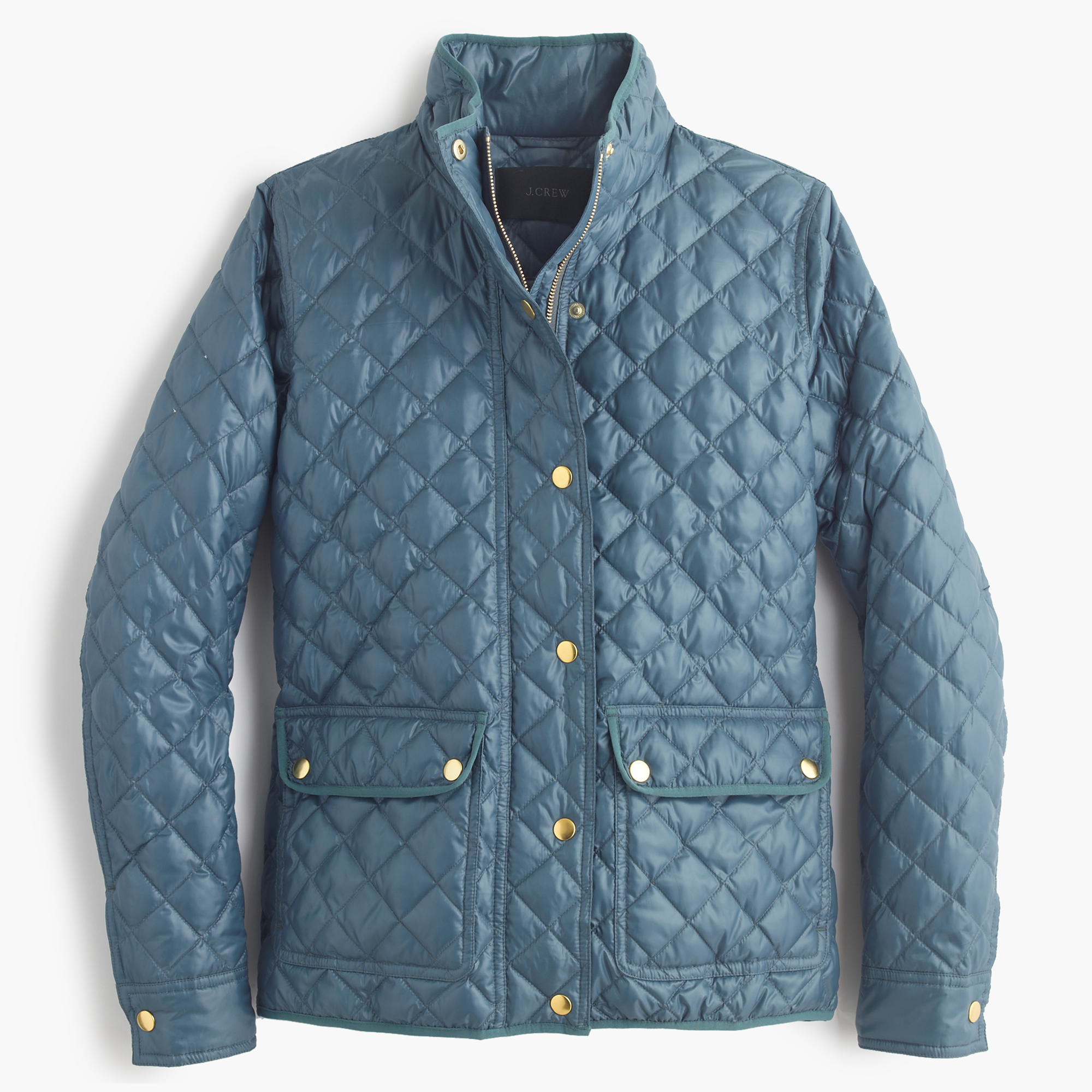 J.crew Shiny Downtown Field Puffer Jacket in Teal (alhambra green) | Lyst
