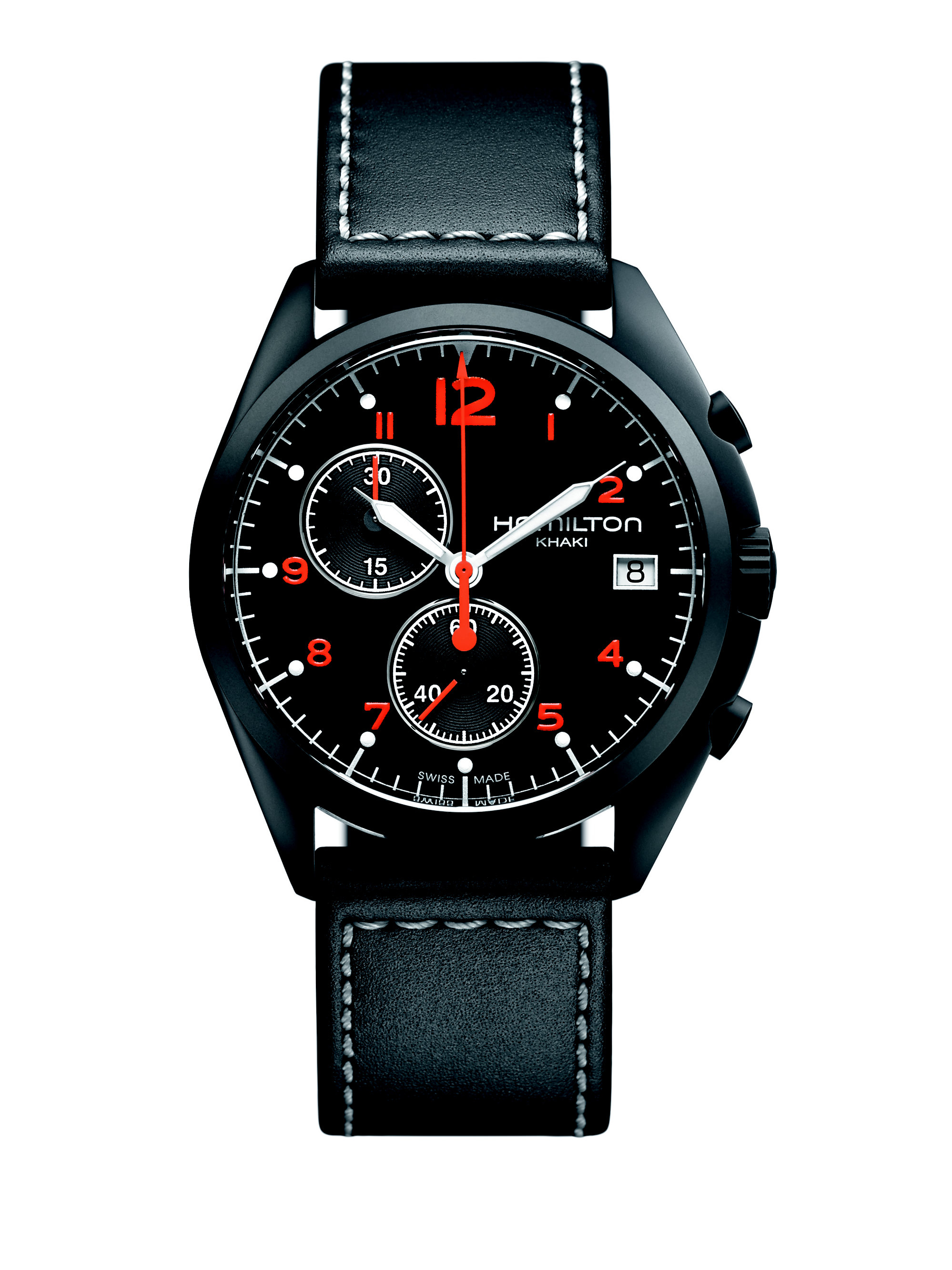 Hamilton Khaki Aviation Pilot Pioneer Chrono Quartz Stainless Steel & Leather Strap Watch in