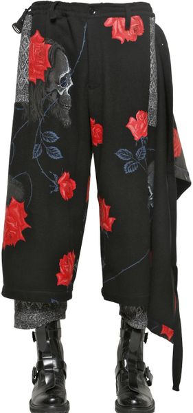 Yohji Yamamoto Skull & Roses Wrap Wool Flannel Trousers in Red for Men ...