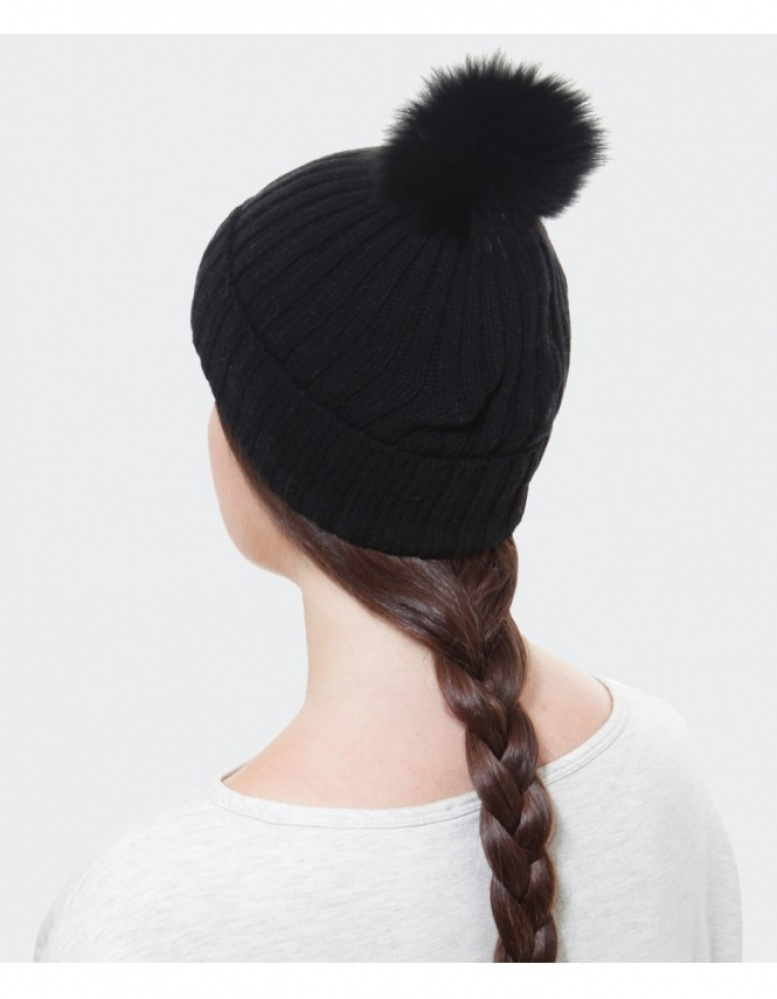 in beanie Black Pom Beanie pom berman hat Lyst Fur Helene   Pom Hat pom