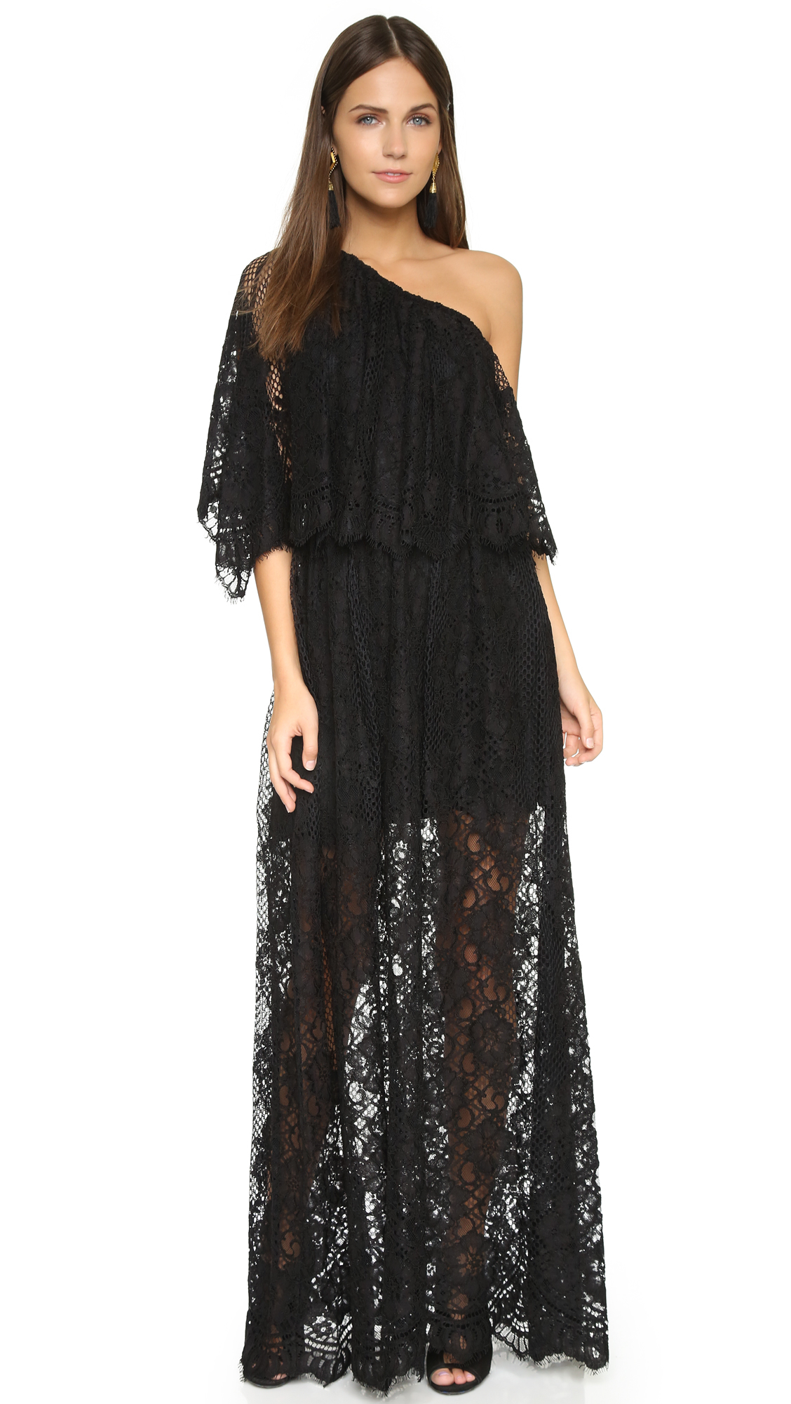 Alexis Tory One Shoulder Lace Dress - Black Lace in Black | Lyst