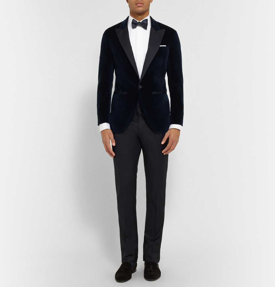 Hackett Navy Slim-Fit Velvet Tuxedo Jacket in Blue for Men | Lyst