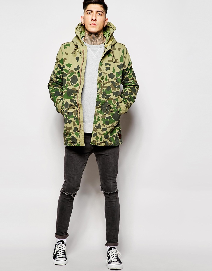 Lyst Scotch & Soda Camo Parka Jacket in Green for Men