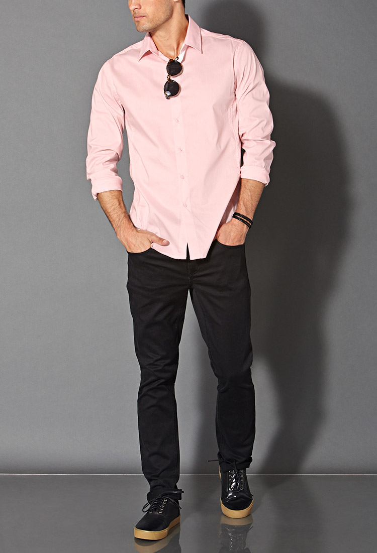 mens pink dress shirt outfit