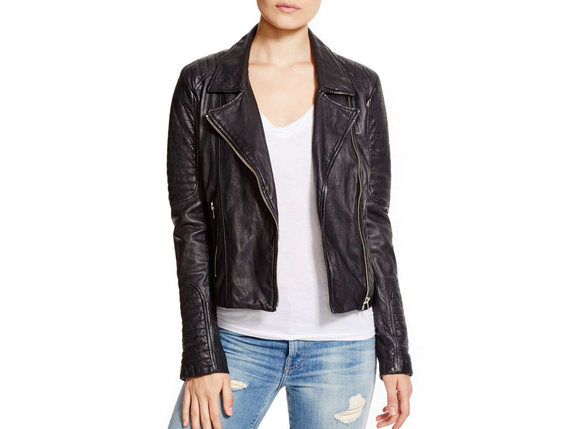 Bb Dakota Benton Leather Moto Jacket In Black Lyst Gallery
