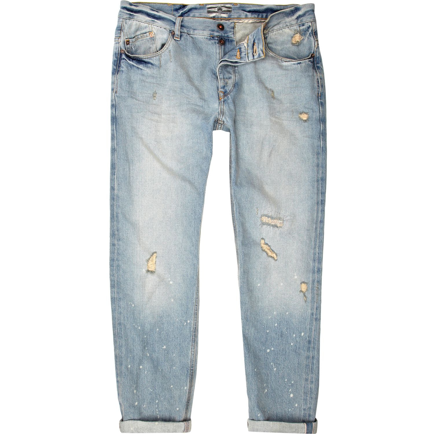 River Island Light Wash Ripped Holloway Road Jeans in Blue for Men | Lyst
