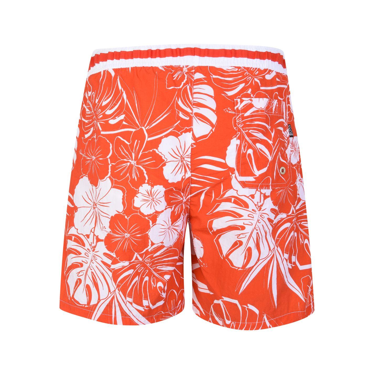 Lyst - BOSS by Hugo Boss Quick Dry Tropical Print Swim Shorts in Red ...