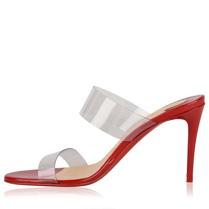 just nothing pvc & metallic leather mules