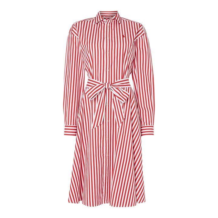 Polo Ralph Lauren Striped Cotton Dress in Red - Lyst