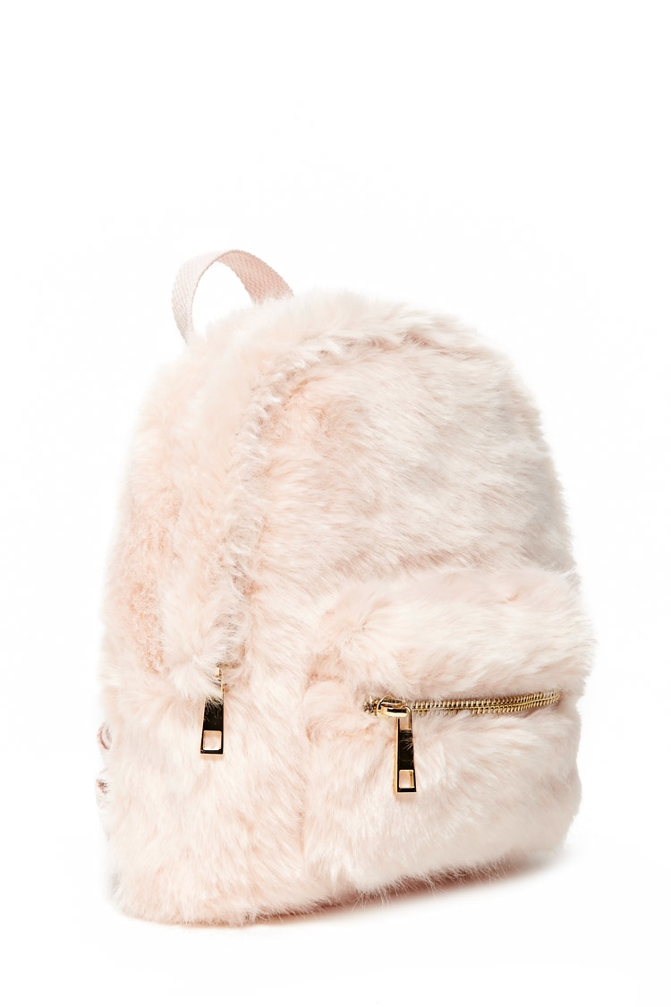 lyst forever 21 faux fur mini backpack wedges light pink
