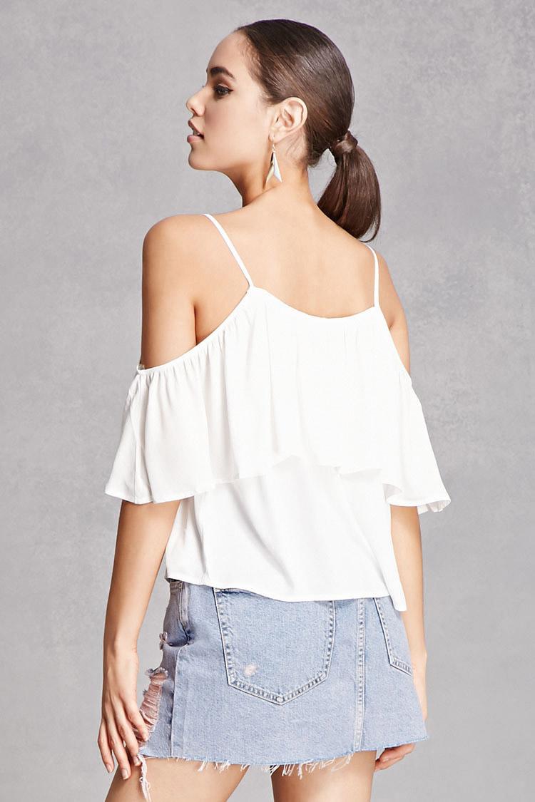 Forever 21 Lush Open-shoulder Top in White | Lyst