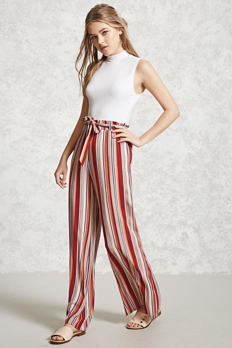 Forever 21 Striped Palazzo Pants in Red - Lyst