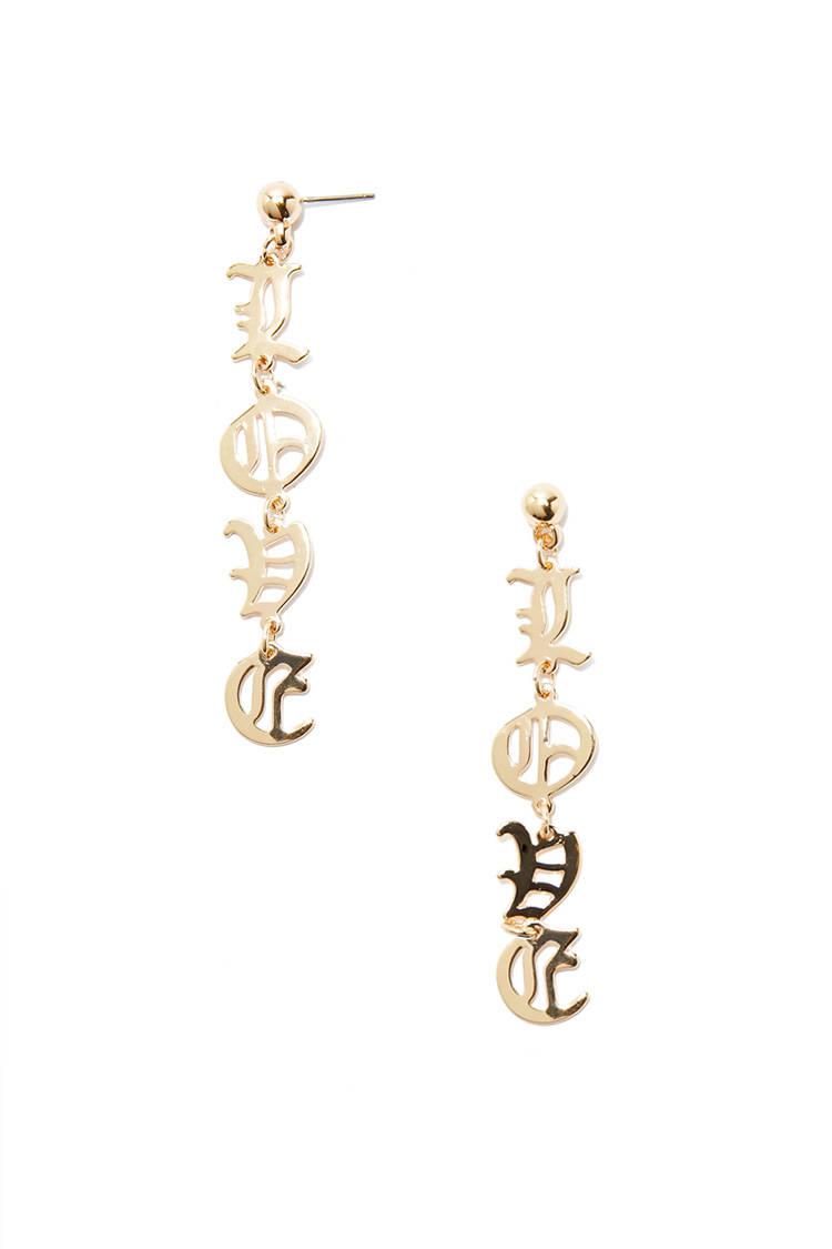 Lyst Forever 21 Love Drop Earrings In Metallic Gallery