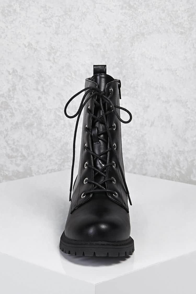 synthetic leather combat boots