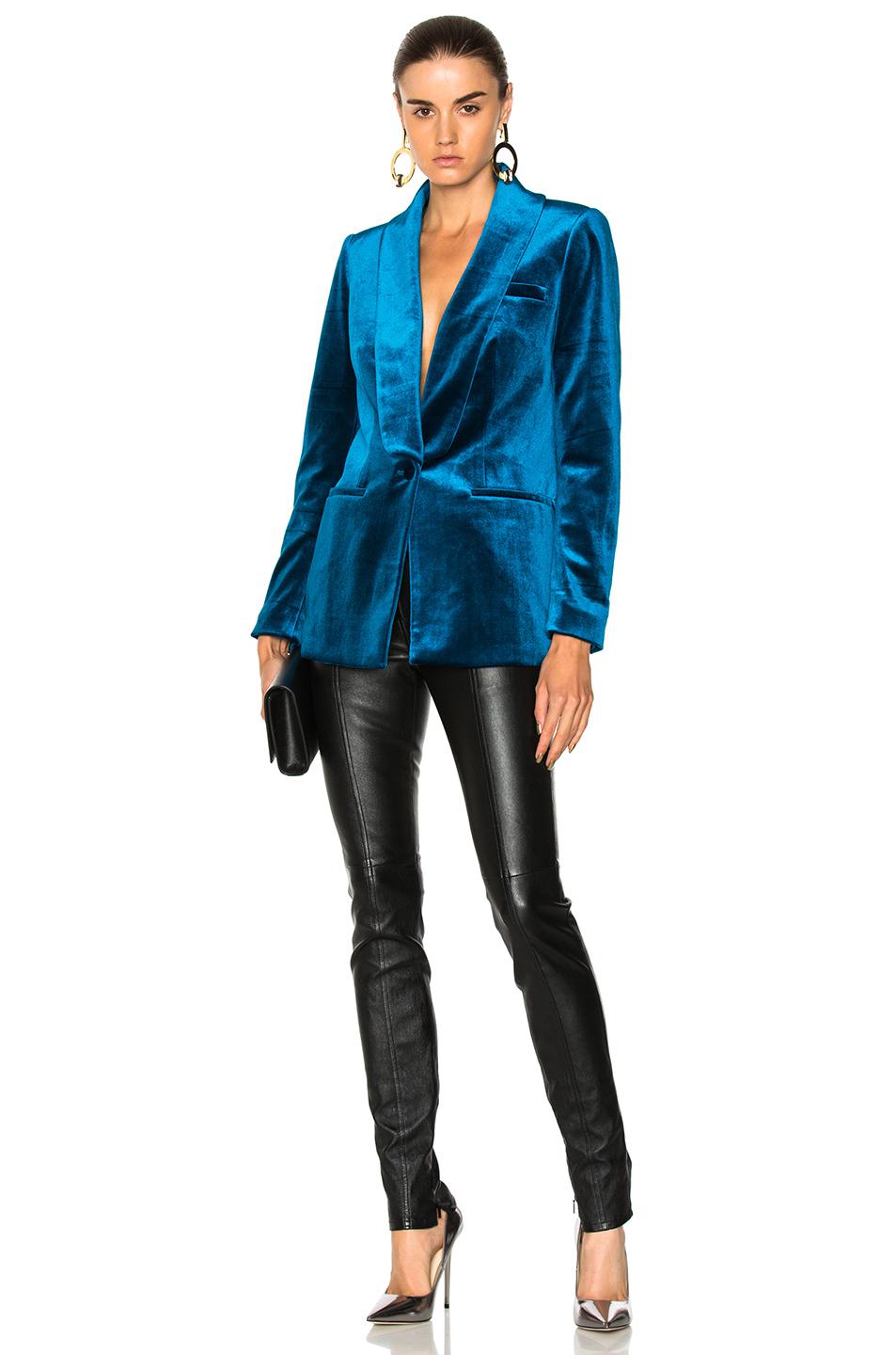 Self-Portrait Velvet Jacket In Peacock Blue - Lyst