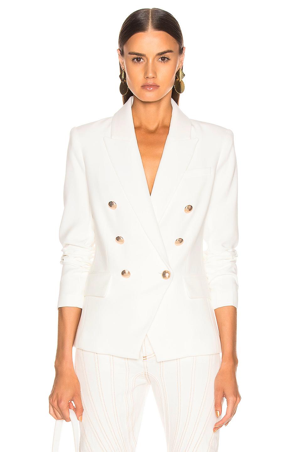 L'Agence Synthetic Kenzie Double Breasted Blazer in Ivory (White) - Lyst